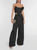 Thoracic Fish Bare Top + Fashion Casual Broad Leg Pants 2025 New Solid Color Sexy Set Two Sets Of Women 68HZ