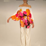 Fashion Commuting Two Sets Of 2025 New One-Word Shoulder Clothing + High-Waisted Broad Leggings Printed Set 68HZ