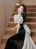 Evening Dress Dress Host Female Fishtail French High-End Light Luxury High-End Niche Vocal Music Exam Banquet Famous Fae 68HZ