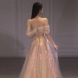 Toasting Dress Bride 2025 New Net Yarn Thin Annual Banquet Host Mermaid Shoulder Evening Dress Woman 68HZ