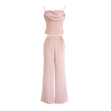 Small Design Exquisite Small Suit Women's Silk And Satin Slings With Trousers Women's Fashion Two-Piece 68HZ