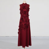 French Three-Dimensional Flower A-Shaped Dress 2025 Spring And Summer New Splicing Collar High-End Thin Dress Woman 68HZ