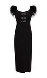New Dress Square Collar Dress Elegant Bow Feathers Sleeveless Bandage Sexy Dress 68HZ