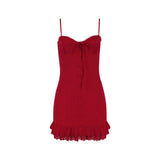 Women's Dress Dress Summer Sweet Spicy Sling Skirt Body-Daughter Small Dress Red Babes Dress Girl 68HZ