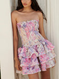 French Floral Fashion Sweet Dress 2025 Spring New Printed Bra Thin Dress Design Woman 68HZ