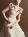 Famous Windy Big Flower Dress Dress 2025 Summer New Sexy V Collar High-Rise 100-Fold Long Dress Woman 68HZ