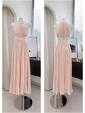 Temperament Sexy Hanging Neck Dress Girl Summer Pink Birthday Dress Seaside Holiday Dress Fairy 68HZ