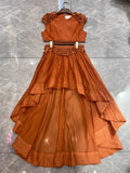 Spring And Summer Heavy Industry Shell Decoration Top + High Waist Skirt Set 68HZ
