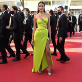 Sexy Bare Back Slim Dress Dress Dress High Quality Dress Women's Slings Showing Thin High Open Fork 68HZ