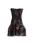 Spring 2025 New Fashion Temperament Print Hanging Neck Design Slim Slim Short Dress Women's Bag Hip Dress 68HZ