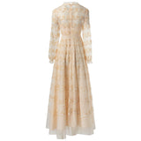 Sexy Perspective Heavy Industry Lily Long-Sleeved Princess Dress Net Yarn Dress New Women's Summer Autumn 2024 68HZ