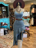 2024 New Sling Gile High-Sclam High-Up To Repair The Fork With The Slanted Leaf Side Of The Denim Dress 68HZ