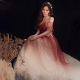 One-Word Shoulder Evening Dress Dress Woman 2025 New Wedding Banquet Dress Atmosphere Thin Brat Bride Toast 68HZ