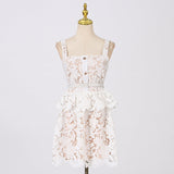 French Sexy Sweet Dress 2025 New Sling Embroidery Design High-Rise Solid Color Dress Woman 68HZ