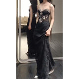 Evening Dress With Bra Dress Woman 2024 Autumn New High-End Light Luxury Niche Banquet Heavy Industry Dress 68HZ