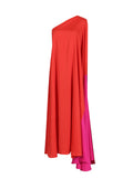 Elegance Elegant Dress 2025 Spring New Slant Shoulder Splicing Colliding Color Niche Personality Loose Body Dress Dress Woman 68HZ