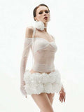 Three-Dimensional Flower Sexy Sling Belt Wrapped T-Shirt Corset Tsets Tsets Skirt Short Skirt Dinner Dress Dress Two Sets 68HZ