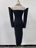 Senior Sense Yuanfeng 2025 Spring New Nail Diamond Open Fork Sexy Repair Backpack Twice Dress Woman 68HZ