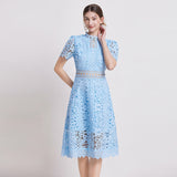 Temperament-Éí-In-So-Potted Lace Dress 2025 Spring/Summer New French High-End Squeer Hook Water-Soluble Lace Dress 68HZ