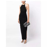 Spice Girls Heavy Industry Ordered Diamond Hanging Neck Sleeveless Dress Sexy Bare Back Tight Body Open Fork Dress 68HZ