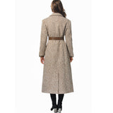 Vintage Collar Hairy PU Splicing Single Row Buckle Long-Sleeved Long-Sleeved Long-Sleeve Coat Women's New Autumn And Winter 2024 68HZ