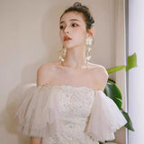 Evening Dress 2024 New Pompous Fine Shiny Dress Heavy Industry Bubble Sleeve Birthday Dress Adult Dress 68HZ