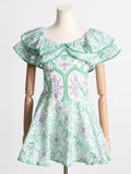 Spring 2025 New High-End Feeling Shoulder Lotus Leaf Embroidery Waist Thin Holiday Dress Dress Dress Dress Woman 68HZ