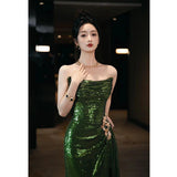 Evening Dress With Breasts 2024 New High-End Feeling Annual Meeting Presided Over The Light Luxury Small High-End Body-Body Banquet Fishtail Skirt 68HZ