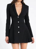 Ins Sexy Dress High-End Feminine V-Neck Long-Sleeved Suit Temperament Tender Waist Dress Dress Dress Women's Dress 68HZ