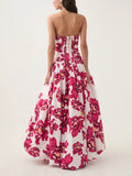 Printed Corset Dress 2025 Summer New Waist Thin Fashion Sexy Open Sleeveless Long Dress 68HZ