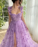 The Bridesmaid's Suit Slings Linden With Forked Temperament Sexy Evening Dress Lace Mesh Dress 68HZ