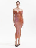 New Fashion Dress Elegant V-Neck Sexy Hot Diamond Into Shoulder Sleeve Banquet Dress Bodyd Women 68HZ