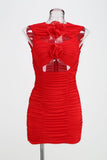 Women's New Sexy Hollow Sleeveless Dress Flower Decoration Folding Ass Dress Dress Dress 68HZ