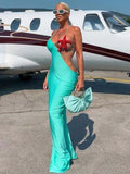 New High-End Women's Sexy Collar With Wrapped Chest Solid Color Hanging Neck Dress Sea Starfish Decorative Dress Dress 68HZ