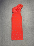 High-End Women's Dress Slanted Shoulder-Sling Banded Evening Dress 68HZ