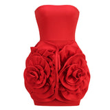 New High-End Women's Sexy Decorative Three-Dimensional Flower Dress Female Temperament Bare Back Tset Dress 68HZ