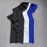 Women's Dress One Shoulder Lotus Side Tight Fashion Long Dress Sexy Open Bandid Dress 68HZ