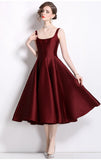 French Hepburnian Niche Temperament Retro Sling With Large Hem Pendulum Sling Dress Fluffy Dress Dress 68HZ
