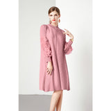 Miyake Design Feeling Flower Sleeve Dress Women's New Spring And Autumn Folds Large Size Loose Mother Dress Long 68HZ