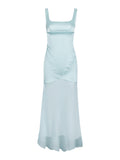 Women's Spring High-Fine Chiffin Spliced Sling Bagged For The Left-Buted Dress With Elegant Drag Long Skirt 68HZ