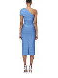 Women's Fashion Pure-Color Single-Shoulder-To-Back Open Fork With A Tight Belt-Coated And A-Fated-Waded Dress Party Evening Dress 68HZ