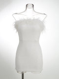 High-End Cross-Border Women's Sexy Bareback Ostrich Hairy Twilight Dress Temperament Squints 68HZ