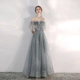 Evening Dress Woman 2025 New Summer Toast Dress Bride Engagement Banquet Temperament Gray Long Bridesmaid Suit 68HZ