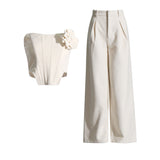 Thoracic Fish Bare Top + Fashion Casual Broad Leg Pants 2025 New Solid Color Sexy Set Two Sets Of Women 68HZ