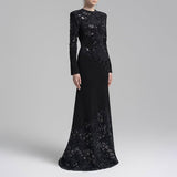 Vintage Elegant Style Slimy Fishtail Dress 2025 New Lace Embroidery Design Long Dress Women Summer 68HZ