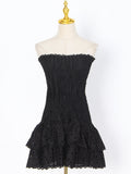 Small Design Embroidered Lotus Leaf Side Short Dress Woman 2025 Breast-Skinny Casing Empty Stacked Waist Thin Dress 68HZ