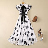 Sexy V-Neck Long-Sleeved Lace Splicing Black Irregular Swing Dress Spring And Summer Women's New 2024 68HZ