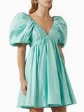 Fashion French Elegant Dress 2025 Summer New Sexy Deep V Bubble Sleeves High-End Short Dress Woman 68HZ