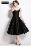 French Hepburnian Niche Temperament Retro Sling With Large Hem Pendulum Sling Dress Fluffy Dress Dress 68HZ