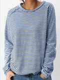2025 New Casual Women's Loose Collar With Shoulder Long Sleeve Top Striped Prints Of Shawl 68HZ